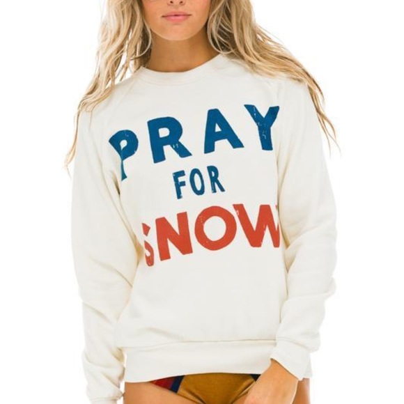 NWT Aviator Nation Pray for Snow crewneck - Picture 1 of 3